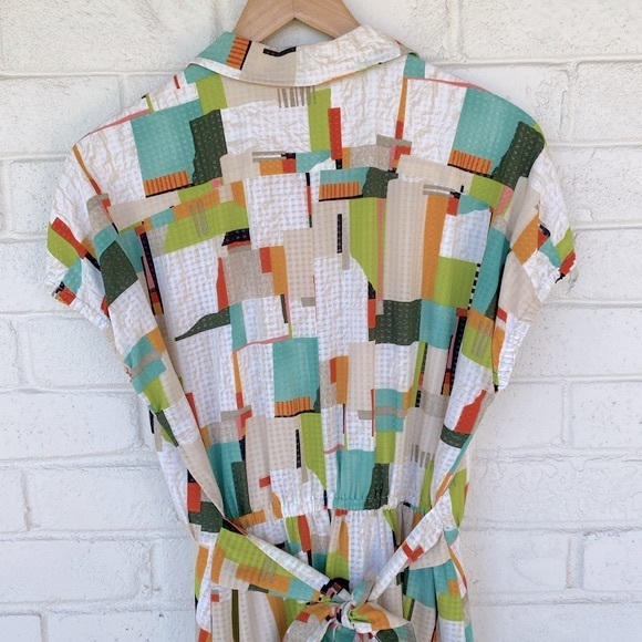 LDT Darcy Patch Print Point Collar Cap Sleeve Maxi Shirt Dress - Picture 10 of 12